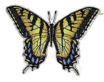 Tiger Swallowtail butterfly Embroidered Iron On/Sew patch [3.9&quot; x2.72&quot;]