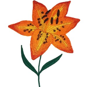 Aplique bordado termocolante/costurável com estampa de flor de lírio tigre [4,8" (largura) x 6" (altura)]