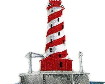 Lighthouse[White Shoal Lighthouse] Embroidered Iron on/Sew patch [5.85"6.04"]