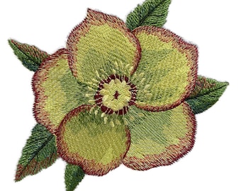 Parche bordado de rosa de Cuaresma: aplique termoadhesivo floral de acuarela