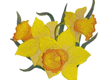 Darüber hinaus benutzerdefinierte Narzisse Blumen gestickt Aufnäher [5,8 "(b) x 6,53" (h)]