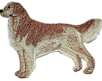 Golden Retriever perro Bordado hierro en / coser parche [5.4 "x 4.8"]