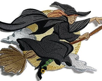 Feliz Halloween [ Wild Side Witch ] Hierro bordado en / Parche de costura [8.1x6]