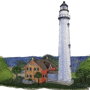 Broderad stryk-/sylapp på St. Simon Island fyr [7,61" X 5,85"]