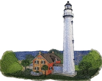 Parche bordado termoadhesivo del faro de la isla de San Simón (19,3 x 14,8 cm)
