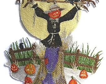 Happy Halloween [ Spooky Scarecrow ] Embroidered Iron on/Sew patch [5.88" 7.35"]