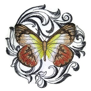 Harlequin Metalmark butterfly /Baroque Embroidered Iron On/Sew patch [5  x5] 