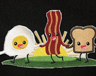 Apron Design [Breakfast Buddies] Embroidered Iron On/Sew patch [6.85" X 3.8"]