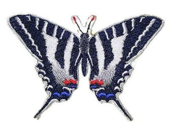 Zebra Swallowtail butterfly Embroidered Iron On/Sew patch [5.5" x2.92"]