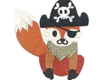 Baby Foxy Pirate Embroidered Iron on/Sew Patch [3.66" x 3.85"]