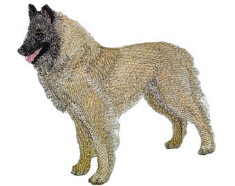 Aufnäher mit individueller Stickerei eines belgischen Schäferhundes zum Aufbügeln oder Aufnähen [4,5" x 4,5"]