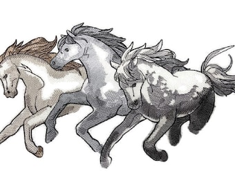 Beyond Vision Custom Horse Wild West Stallions Embroidery Iron On/Sew Patch [11.75" x 6.58" ]