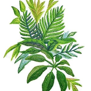 Watercolor Tropical Leaves Embroidered Iron-On Patch (6.88" 7.68")