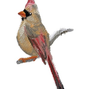 Custom  Birds Kingdom[Cardinal (Female) ]  Embroidered Iron on/Sew Patch [3.83&quot;(w) x6&quot;(h)] [Made in USA]