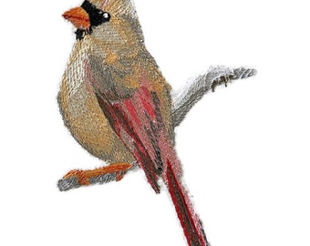 Custom  Birds Kingdom[Cardinal (Female) ]  Embroidered Iron on/Sew Patch [3.83"(w) x6"(h)] [Made in USA]