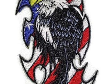 Patriotic American Eagle Embroidered Iron on/Sew Patch 5"3"]