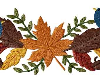 Benutzerdefinierte und einzigartige Herbst [Herbst Blatt Border] gesticktes Aufbügeln / Aufnähen Patch [3,4 "x 7,8"]
