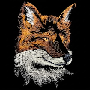 Shimmering Autumn Fox Embroidered Patch, Custom Iron-On Sew-On (5.83" x 7.79")