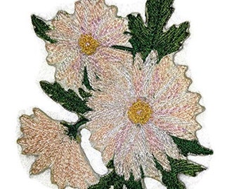 Daisy Flower Embroidered Patch: Iron-On Applique (3.5" 4")