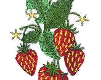 Fruits [Strawberry] Embroidered Iron on/Sew Patch [4.4"x"3"]