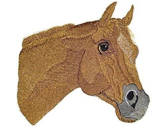 Parche bordado de cara de Quarter Horse: termoadhesivo o cosible (16,9 x 15 cm)