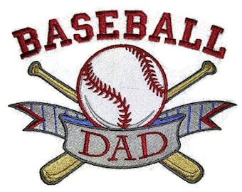 Baseball Dad Embroidered Iron on/Sew patch [6.21" X 4.79"]