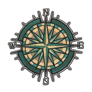 Ocean Calling [ Mariner's Compass ] Embroidered Iron On/Sew patch [5" x4.9"]