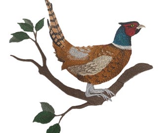 Pheasant Embroidery Patch: South Dakota Bird Applique - Iron On/Sew On