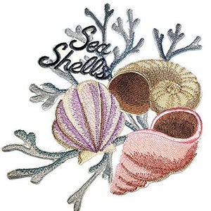 Ocean Calling [ Sea Shell Portrait ] Embroidered Iron On/Sew Patch [6&quot; x5.5&quot;]