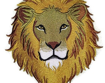 Animal Kingdom [Mighty Lion Face] Embroidered Iron on/Sew patch [5.32" X 5.58"]
