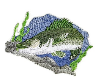 Lurking Walleye Fish Bordado Hierro En / Coser parche [5 "x3. 5"]