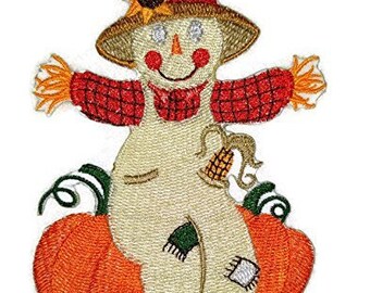 Happy Halloween [ Autumn Scarecrow ] Embroidered Iron on/Sew patch [5.5x4]