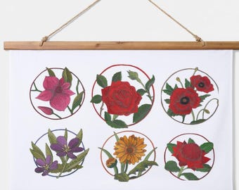 Elegante Blumen in der Kreis Kollektion - Aufnäher zum Aufbügeln [ 15 cm (B) x 15 cm (H)]