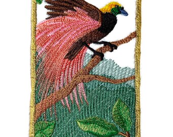 Bird of Paradise Panel  Embroidered Iron on/Sew patch [3.95" X 6.86"]