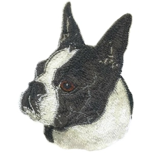 Custom Boston Terrier Embroidered Iron on/Sew patch [3.5" X 4"]