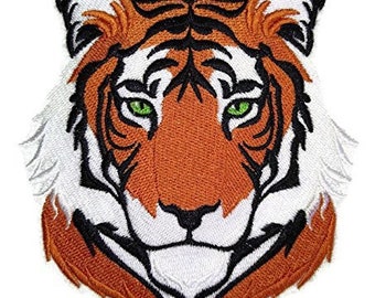 Royal Bengal Tiger face Embroidered Iron on/Sew Patch [5" X 5.5"]