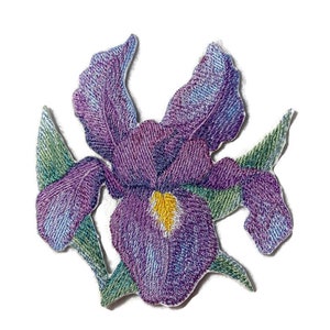 Water Color Blooms  [Watercolor Iris Bloom] Embroidered Iron on/Sew Patch [5.2&quot; X 4.81&quot;]