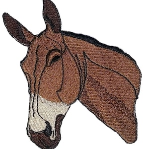 Horse Face [Mule Face ] Embroidered Iron On/Sew patch [3.5" x4.5"]