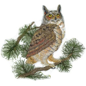 Great Horned Owl Embroidered Patch, Iron-On Applique (5.46" X 5")