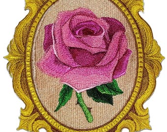 Custom Rose Cameo Embroidered Iron on/Sew patch [7.5" X 5.9"]
