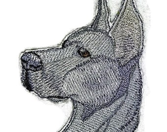 Great Dane Dog Face Embroidery Iron On/Sew Patch [4" x 3.2"]