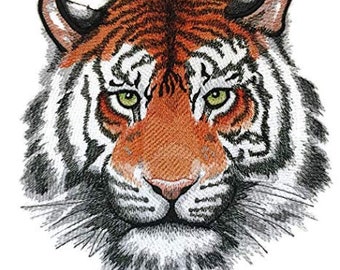 Animal Kingdom Wild Beauty Tiger Embroidered Iron on/Sew Patch[7.7" x 7.8"]
