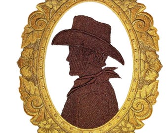 Cowboy Gear[Cowboy Cameo ] Embroidered Iron on/Sew patch [7.58" x 5.87"]