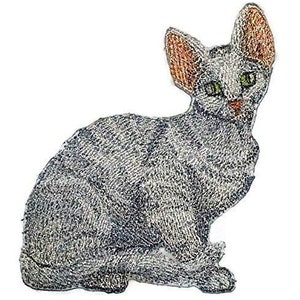 Custom Cat Portraits[Devon Rex Cat ] Embroidered Iron On/Sew patch [4.5&quot; x 4.25]