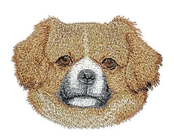 Retrato personalizado de la cara del perro (Spaniel tibetano) Hierro en / Parche de coser [4"43"]