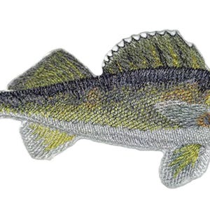 Walleye Fish Embroidered Iron On/Sew Patch [7" x5.5"]