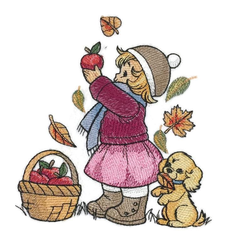 Weaved in Threads, Kids Childhood Charm - {Picking Apples ][] Embroidered Iron on/Sew Patch