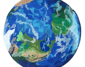 Mother Earth Our Planet Embroidered Iron on/Sew Applique Patch [ 7.8" x 7.69" ]