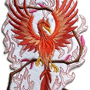 Custom Phoenix in Fantasy Flames Embroidery Iron On/Sew Patch [5.85" X 9.38"]