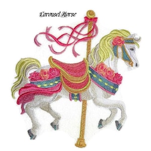 Custom Carousel Horse Embroidery Iron On/Sew Patch [8.82" x 6.86"]